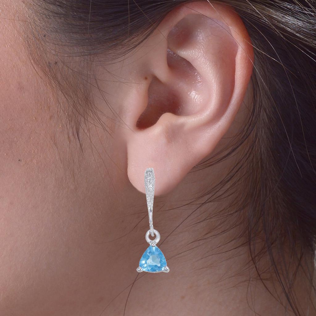 Vir Jewels 0.80 cttw Blue Topaz Earrings .925 Sterling Silver with Rhodium Triangle Shape