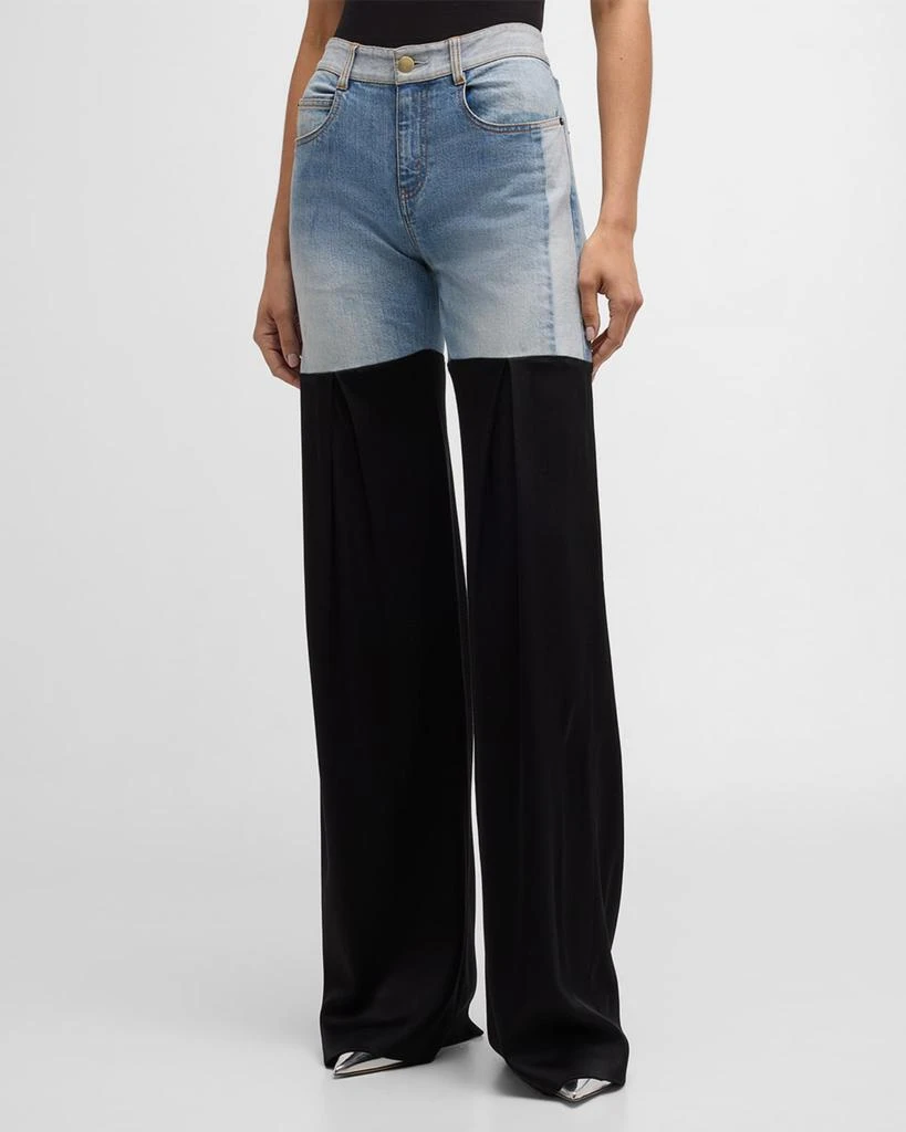 Hellessy Neville Mixed-Media Wide-Leg Jeans 2