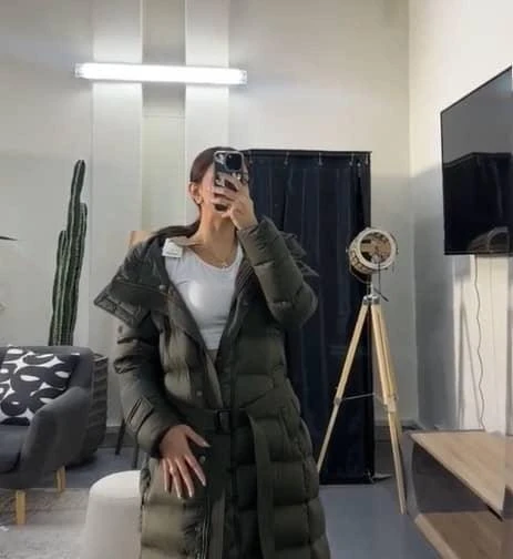 Burberry Burberry Olive Green Synthetic Quilted Puffer Down Coat M 2