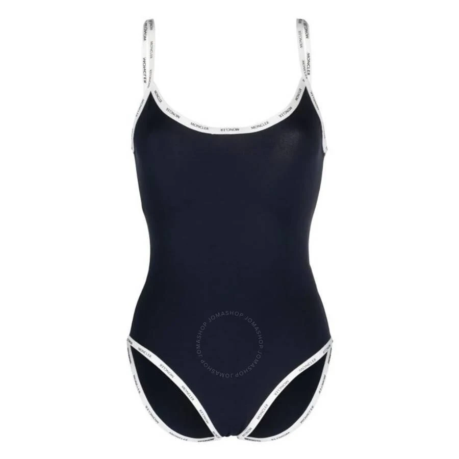 Moncler Navy Blue Logo-Tape Scoop-Back Swimsuit 1