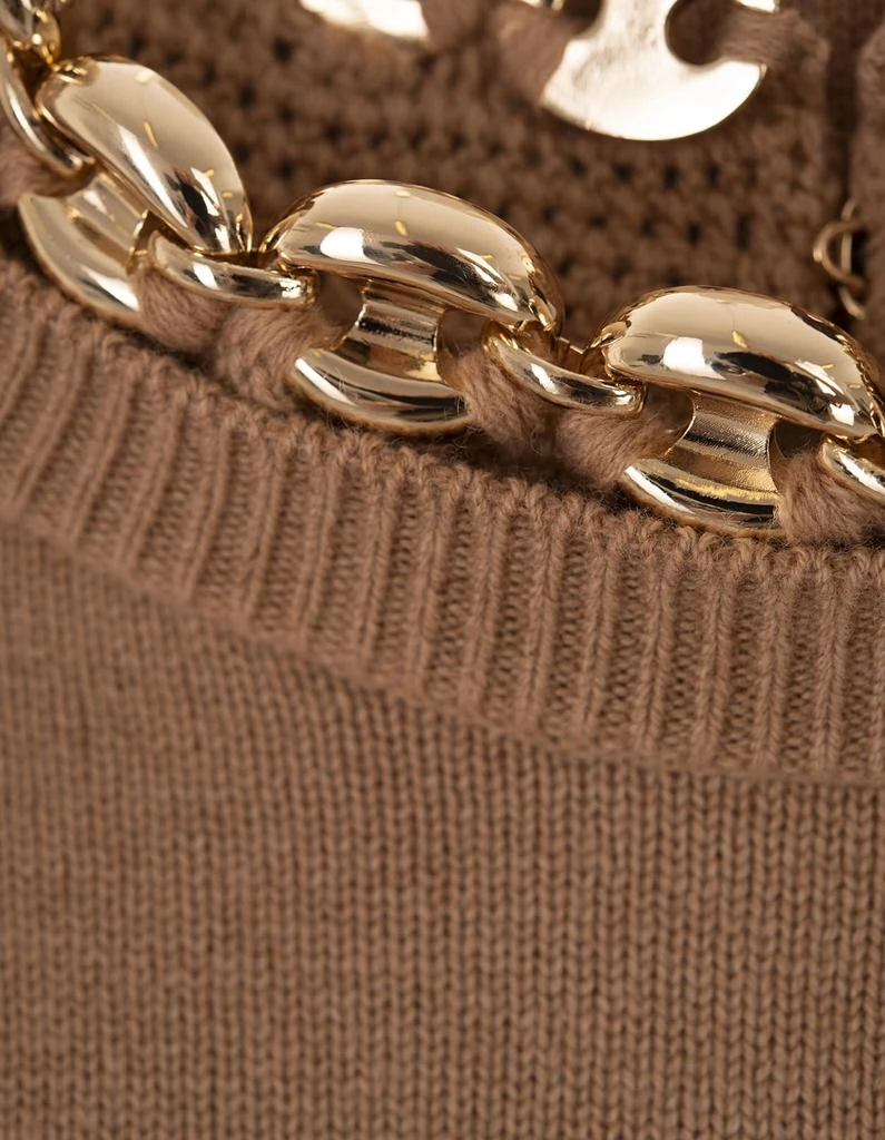 Paco Rabanne Camel Wool And Cashmere Long Dress With Chain 3