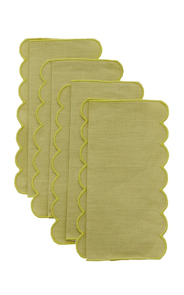 MoDA Moda Domus - Set-Of-Four Linen Cocktail Napkins - Olive - Moda Operandi 1