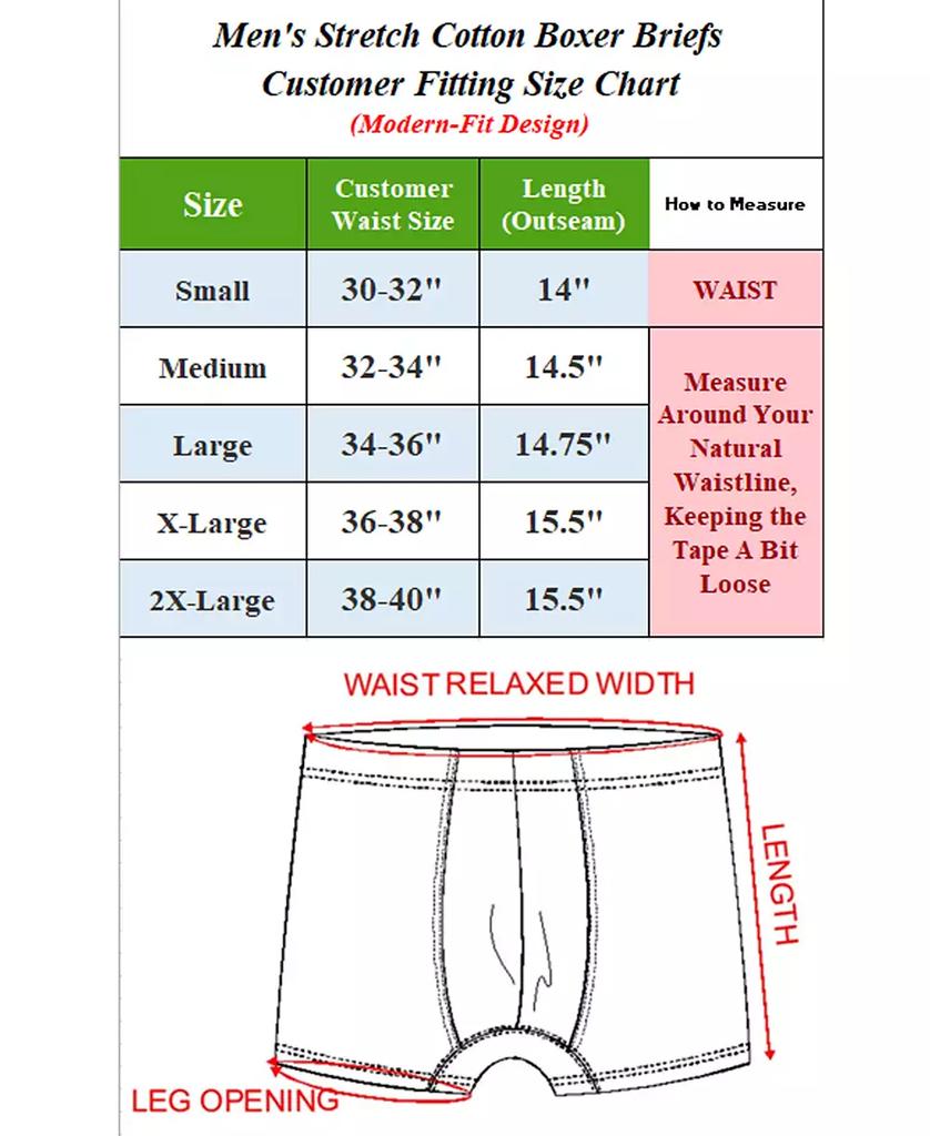 Blu Rock Men's Stretch Cotton Boxer Briefs Underwear, Pack of 6