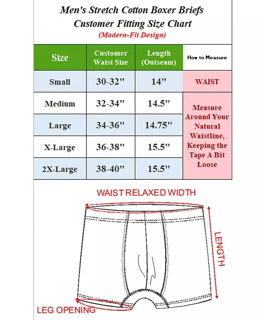 Blu Rock Men's Stretch Cotton Boxer Briefs Underwear, Pack of 6 2