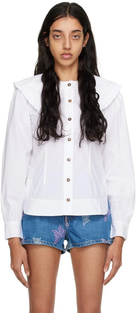 Ganni White Sailor Collar Shirt