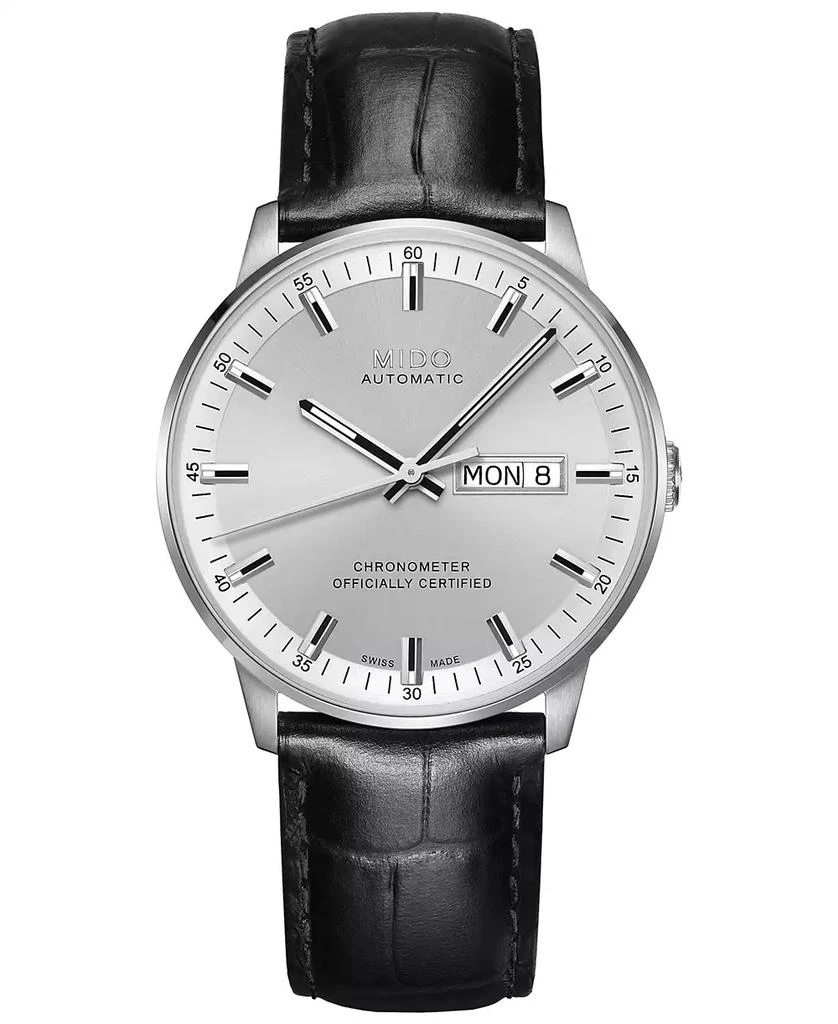 MIDO Men’s Swiss Automatic Chronometer Commander Black Leather Strap Watch 40mm 1