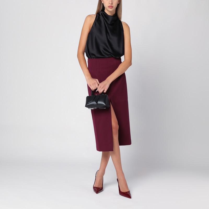 THE ANDAMANE Stephanie Burgundy wool-blend midi skirt