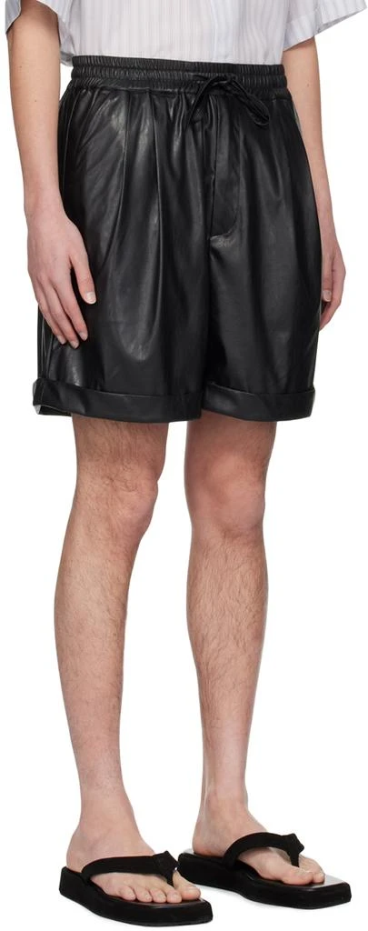 Youth Black Pleated Faux-Leather Shorts 2