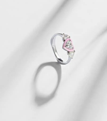 Kamyen 18kt white gold and enamel ring with diamonds 5