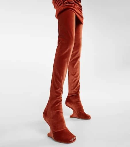 Rick Owens Cantilever velvet over-the-knee boots 4