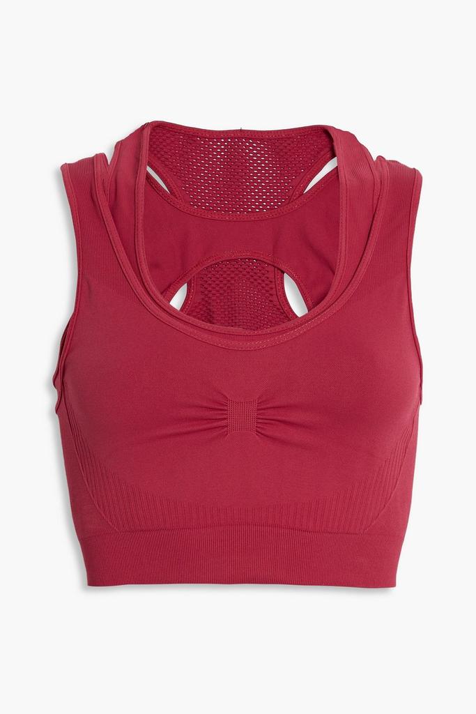 Koral Roxy cropped ruched mesh-paneled sports bra