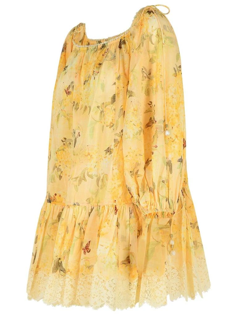 blue dress for baby girl Zimmermann Crush Asymmetrical Midi Dress Yellow Floral main image 1