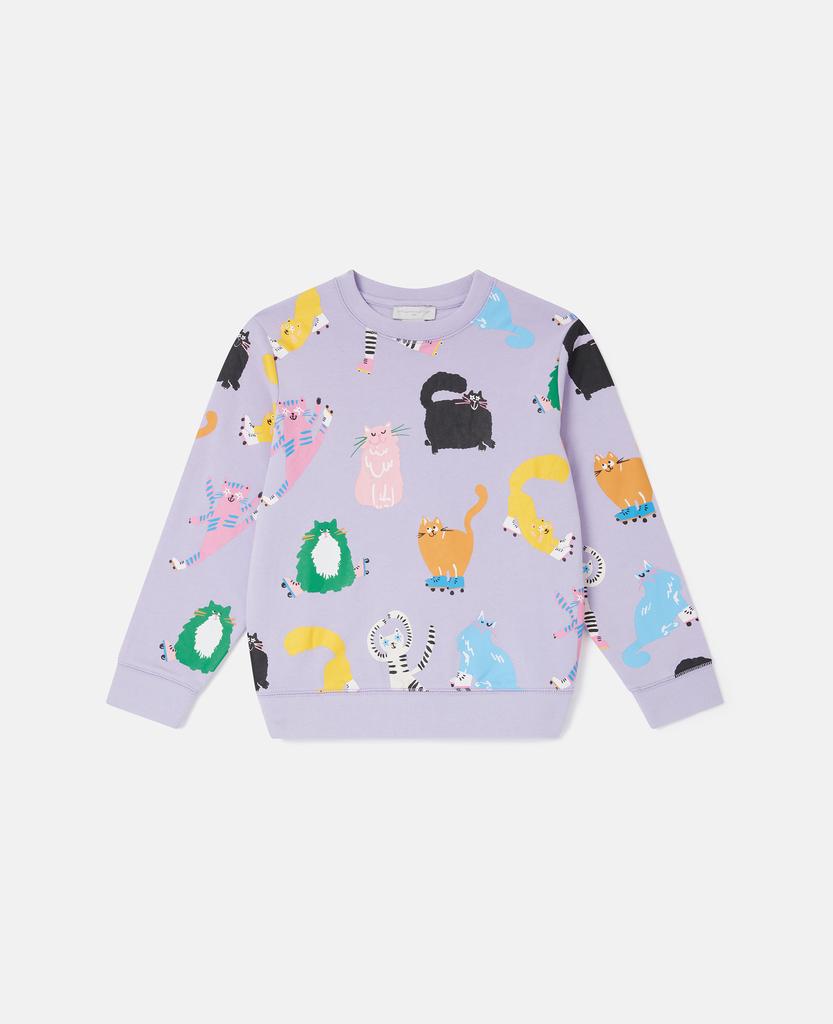 Stella McCartney Stella McCartney - Cats Print Sweatshirt, Purple, Size: 6