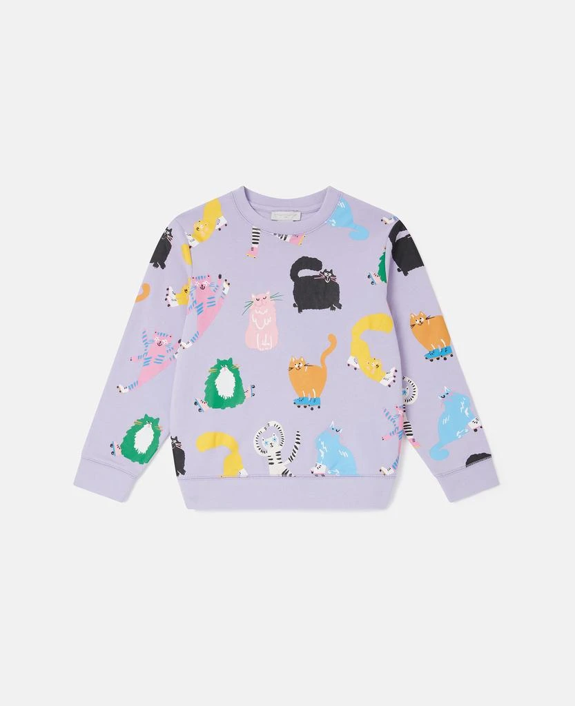 Stella McCartney Stella McCartney - Cats Print Sweatshirt, Purple, Size: 6 1