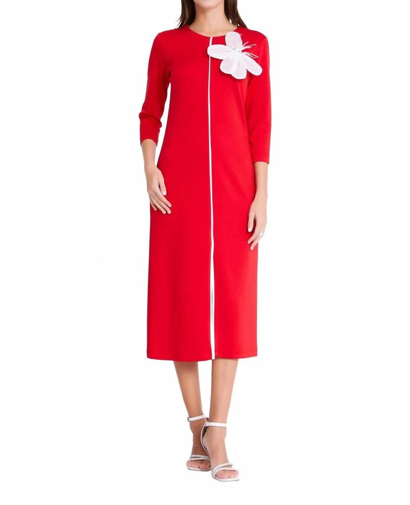 Mid-Length Midi Cotton Column Regular Casual Dress In Red – On Sale Now  with Up to 15% Off