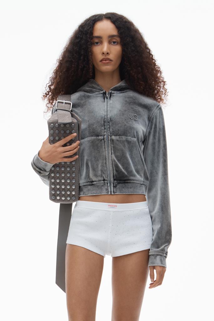 Alexander Wang Shrunken Zip-Up Hoodie in Crushed Velour