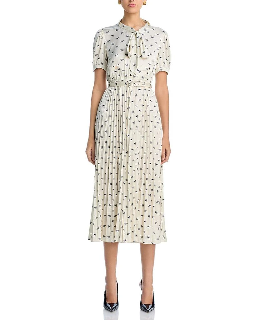 Self Portrait Satin Bow Print Midi Dress 7