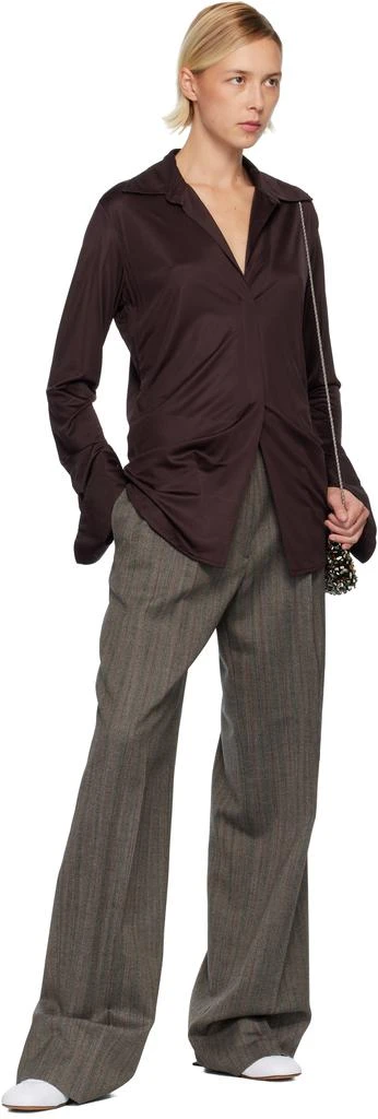 Dries Van Noten Burgundy Satin Shirt 4