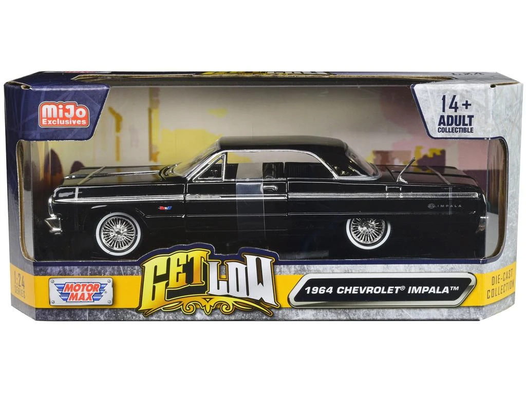 Motormax 1964 Chevrolet Impala Lowrider Hard Top Black "Get Low" Series 1/24 Diecast Car Model by 1