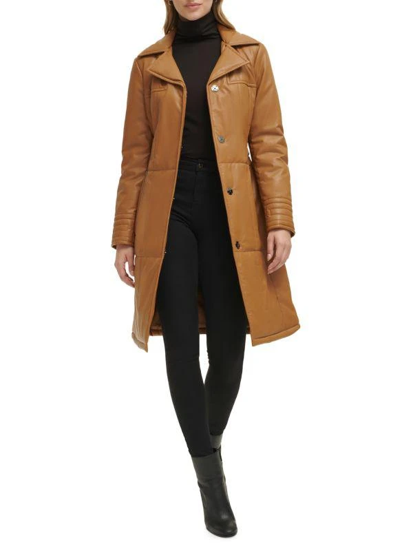 Kenneth Cole Quilted Faux Leather Belted Trench Coat 4