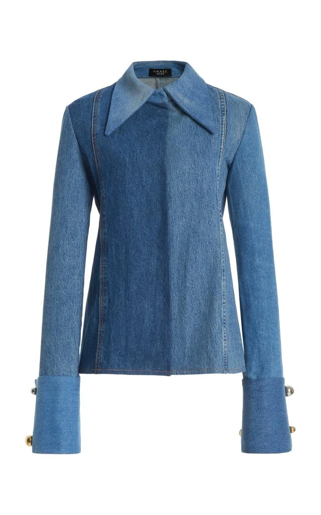 A.W.A.K.E. MODE A.W.A.K.E. MODE - Upcycled Denim Shirt - Medium Wash - FR 38 - Moda Operandi 1