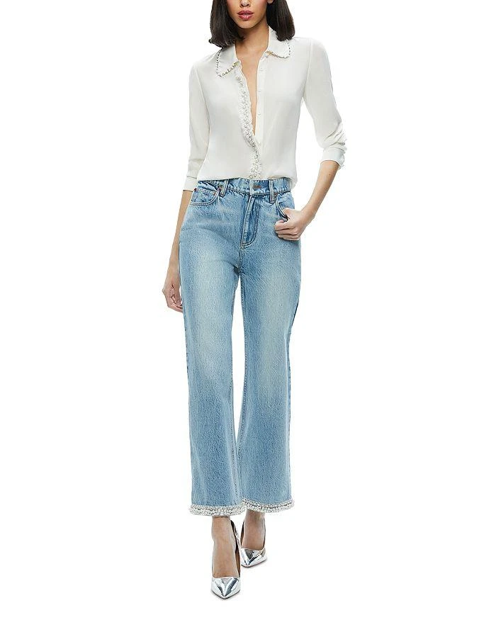 Alice + Olivia Ora High Rise Embellished Jeans in Rockstblue 5