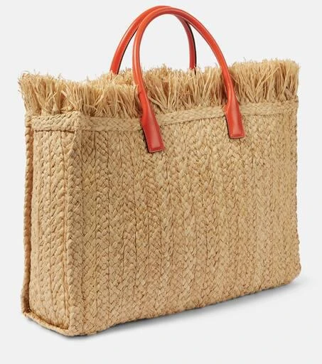 Versace La Medusa leather-trimmed straw tote bag 4