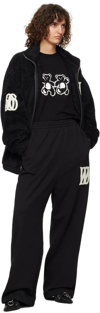 We11done Black Bouclé Letter Logo Wide Lounge Pants 4