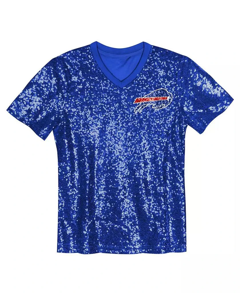 Outerstuff Big Girls Josh Allen Royal Buffalo Bills Sequin V-Neck Fashion Jersey 3