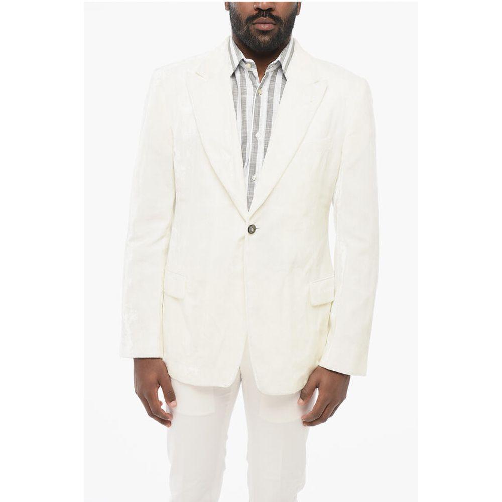 Armani EMPORIO Jacquard Velour Blazer with Peak Men's Lapel