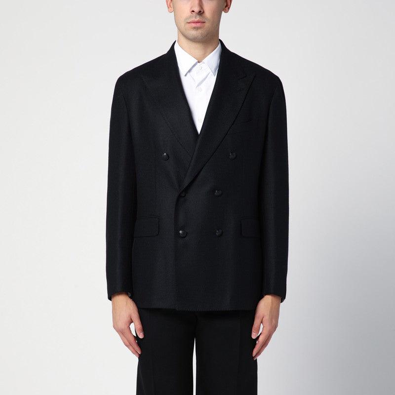 TAGLIATORE Tagliatore Black wool and cashmere double-breasted jacket