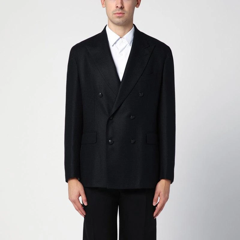 TAGLIATORE Tagliatore Black wool and cashmere double-breasted jacket 1