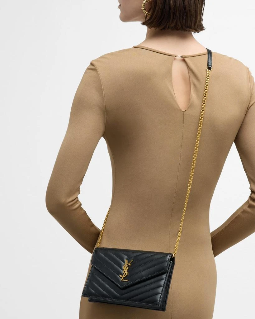 Yves Saint Laurent Small YSL Wallet on Chain in Quilted Leather 3
