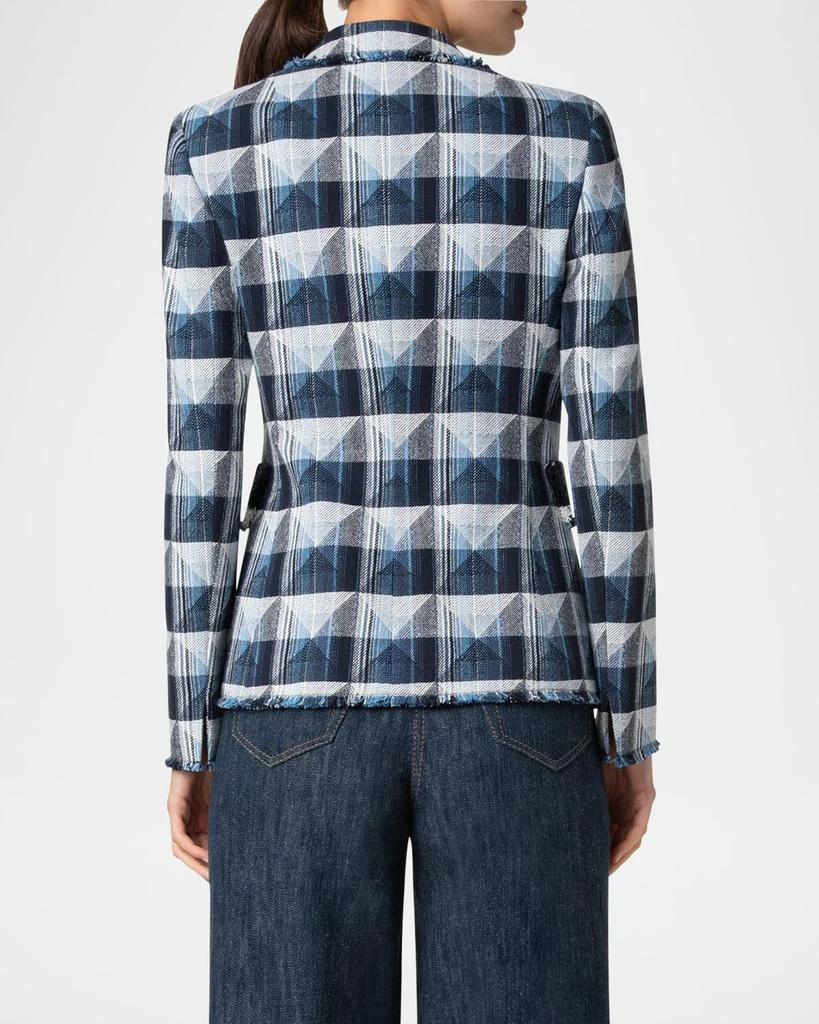Akris Rhombus Jacquard Denim Blazer with Double Breast Illusion 4