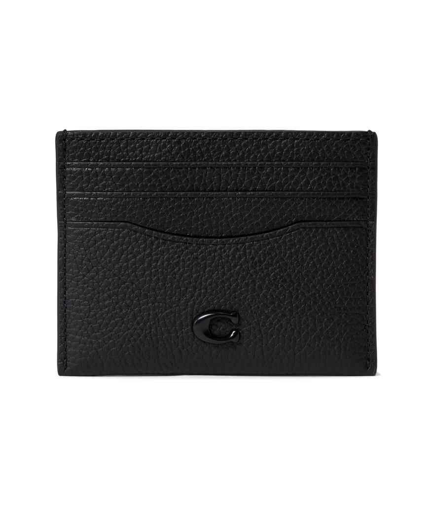 Coach Flat Card Case in Pebble Leather w/ Sculpted C Hardware Branding
