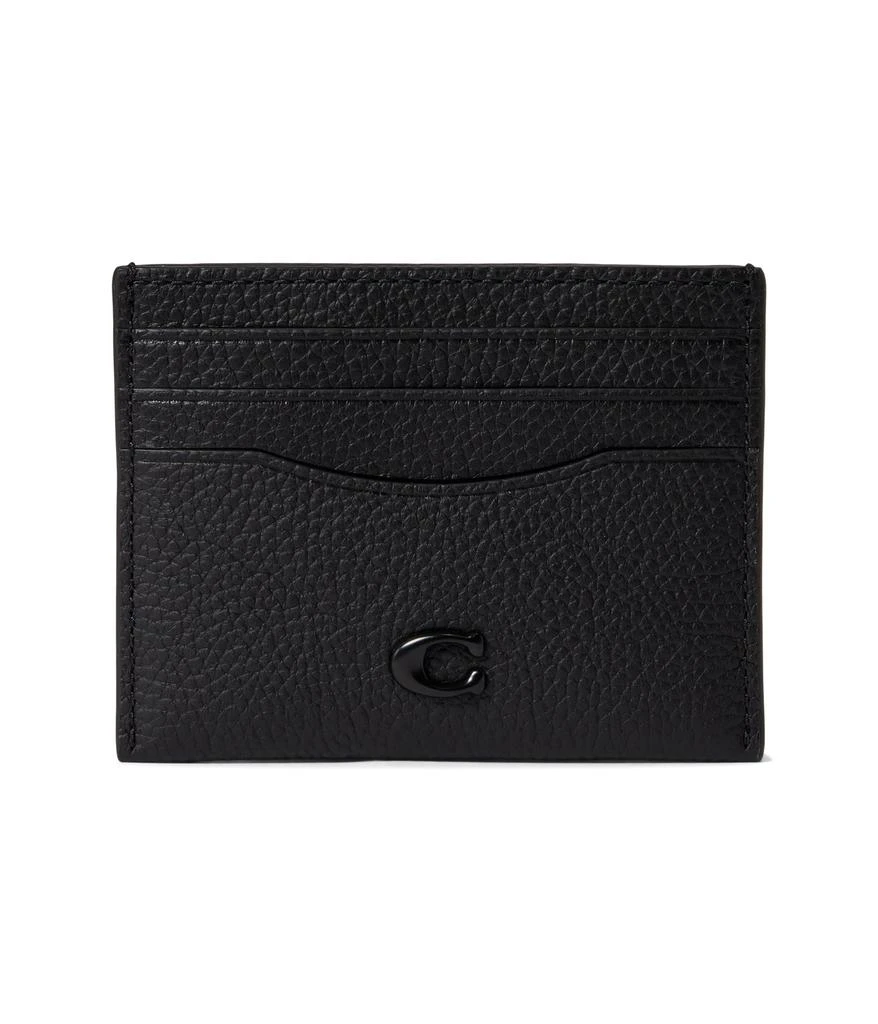 Coach Flat Card Case in Pebble Leather w/ Sculpted C Hardware Branding 1