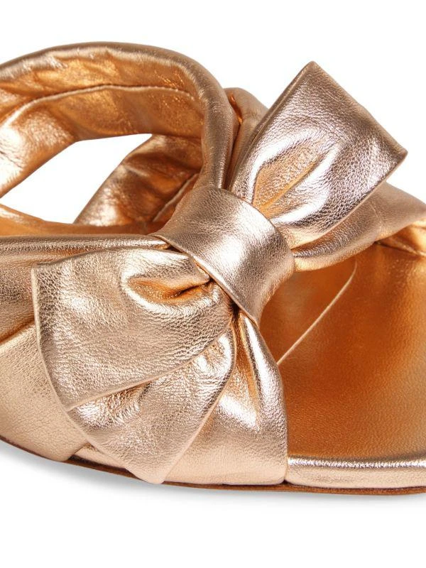 Stuart Weitzman Sofia 45MM Bow Leather Block Heel Sandals 5