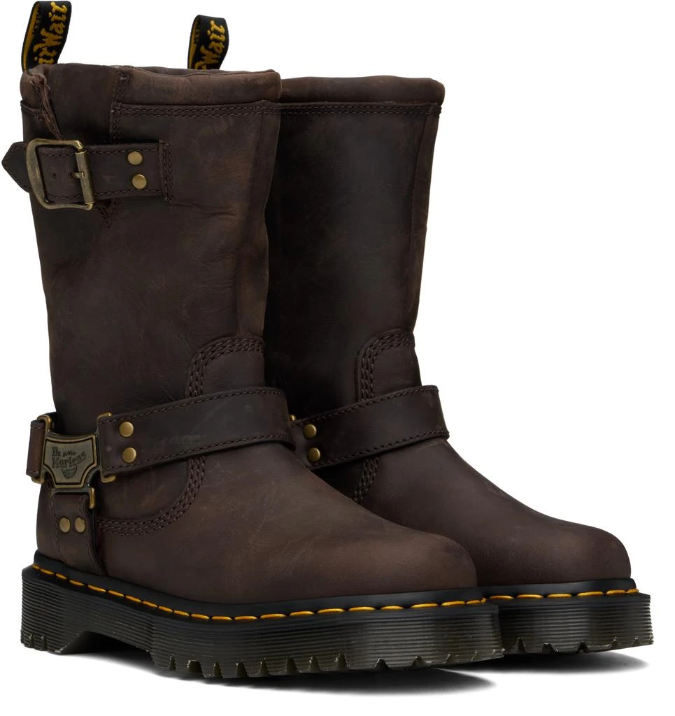 Dr. Martens Brown Anistone Hi Leather Biker Boots 4