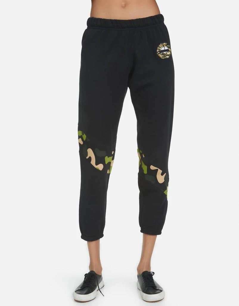 Lauren Moshi Abra Lip Sweatpants In Black/camo 1