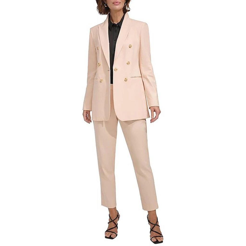 Shop Womens Shoulder Pads Linen Double-Breasted Blazer on Sale at