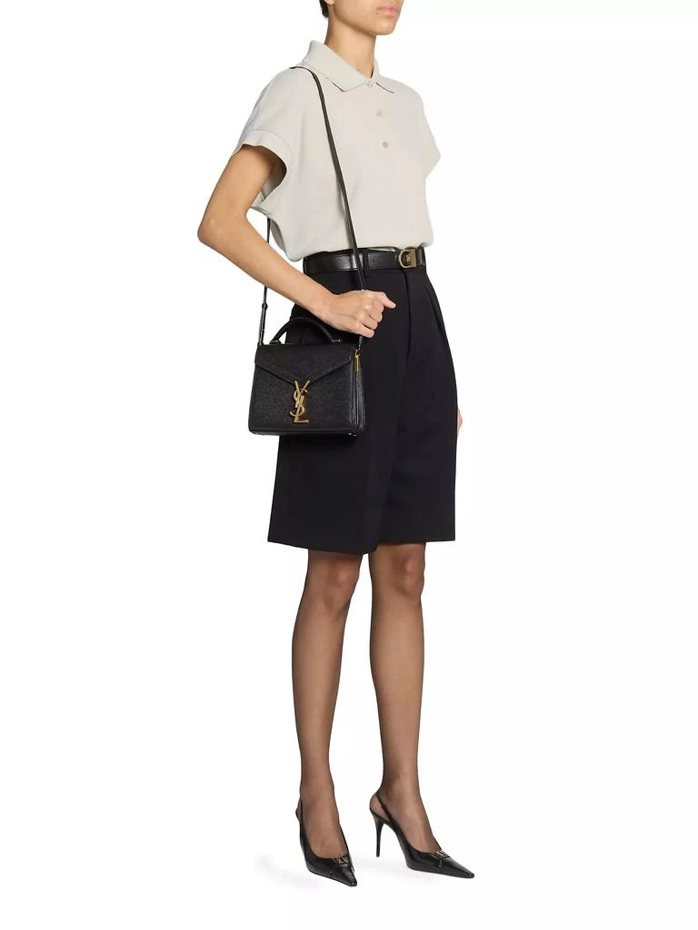 Yves Saint Laurent Cassandra Mini Top Handle Bag in Grain De Poudre Embossed Leather 2