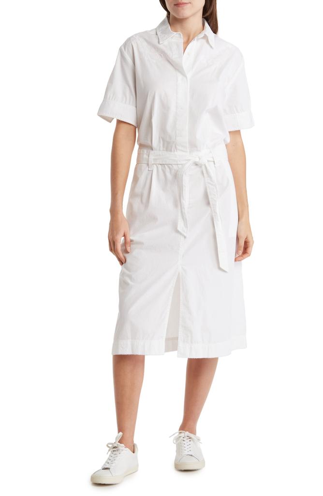 Rag & Bone Jade Embroidered Yoke Cotton Midi Shirtdress