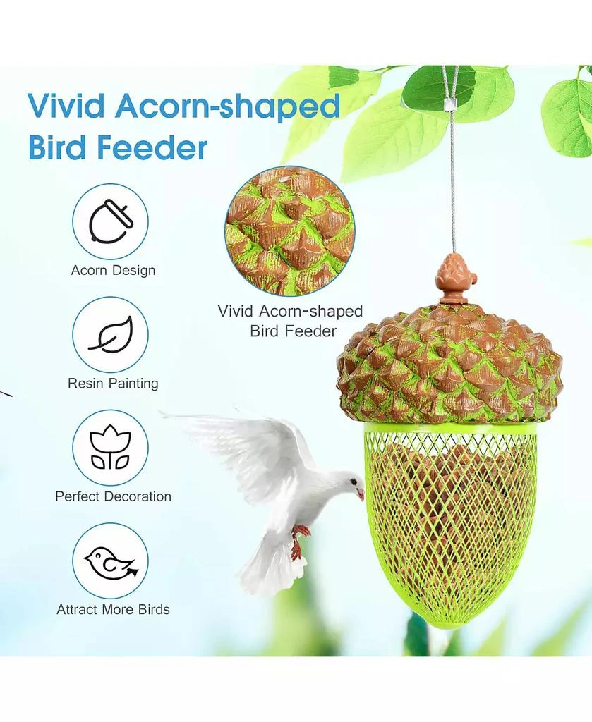 Costway Metal Acorn Wild Bird Feeder Outdoor Hanging Food Dispenser for Garden Yard 4
