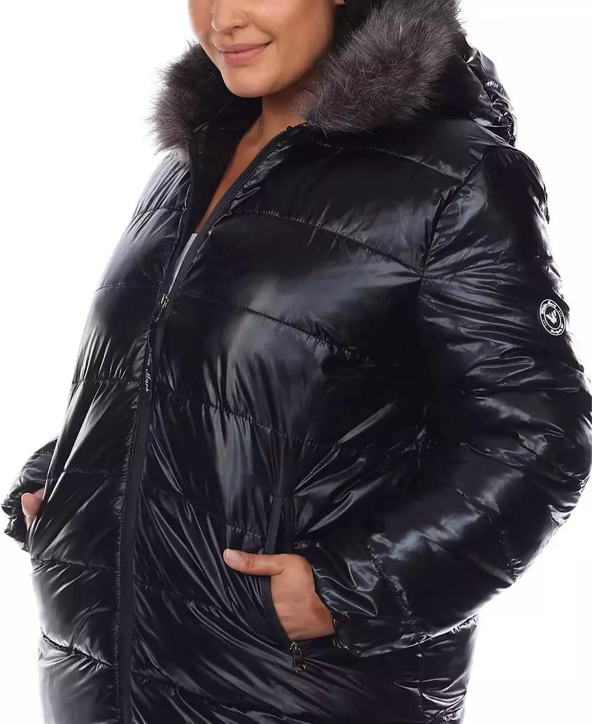 White Mark Plus Size Metallic Puffer Coat with Hoodie 2