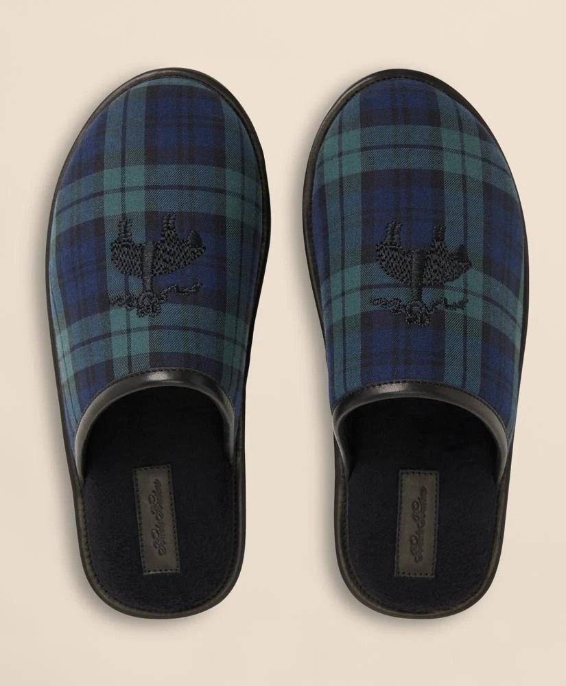 Brooks Brothers Black Watch Golden-Fleece-Emblem Slippers 1