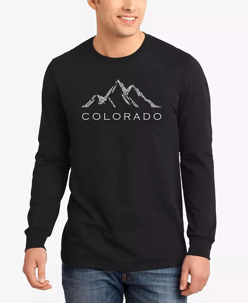 LA Pop Art Men's Colorado Ski Towns Word Art Long Sleeve T-shirt 1