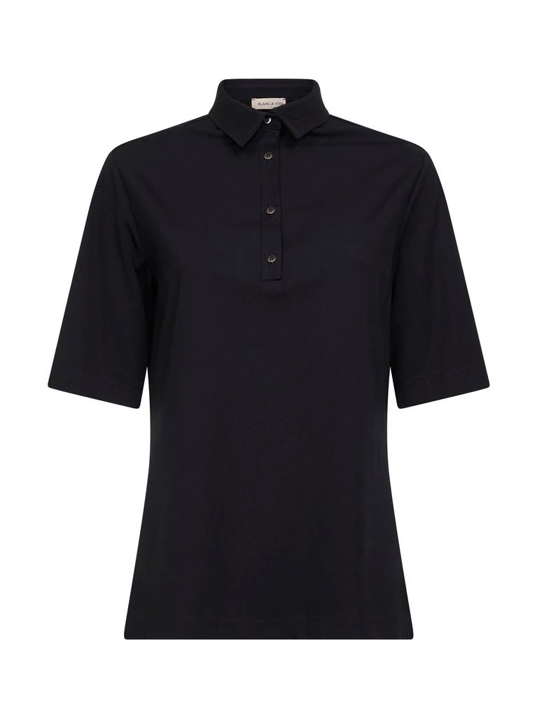 BLANCA VITA BLANCA VITA | Black viscose blend stretch jersey polo shirt | Women | 40