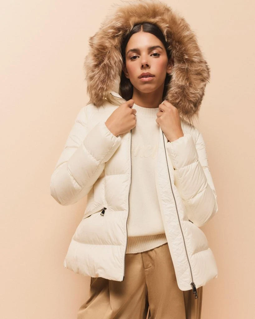 Moncler Boed Short Puffer Jacket with Shearling Hood Trim 2