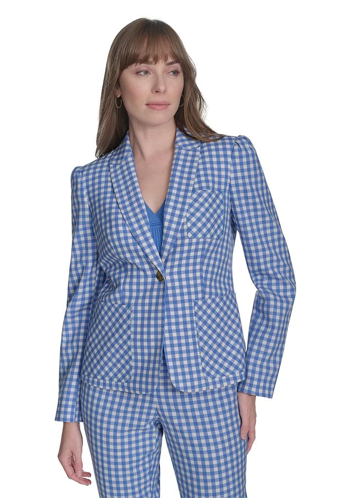 Tommy Hilfiger Women
s One Button Gingham Blazer