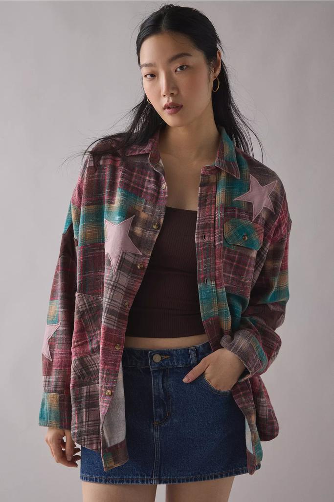 BDG BDG Dani Cowboy Patchwork Oversized Flannel Shirt